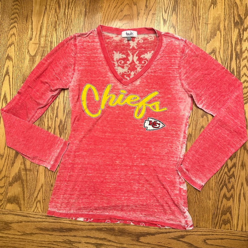 Women’s Kansas City KC Chiefs Long Sleeve Burnout Shirt Size Large